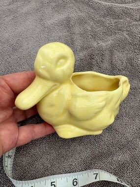Adorable Vintage Yellow Ceramic Baby Duck Planter